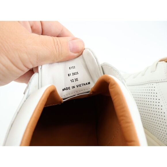 Allen Edmonds Oliver Sneakers Mens Size 12 3E EEE White Leather Slip on Shoes - Picture 2 of 14